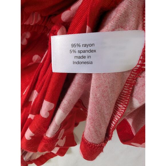 Lane Bryant Women Red Pink Heart Print Front Ruched Top Size 18/20 V Neck Peplum - Picture 5 of 8